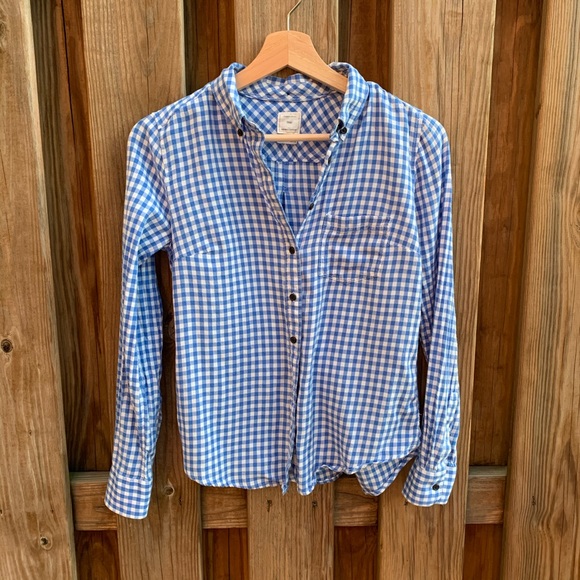 Gap Gingham Shrunken Boyfriend Blouse - Picture 2 of 9